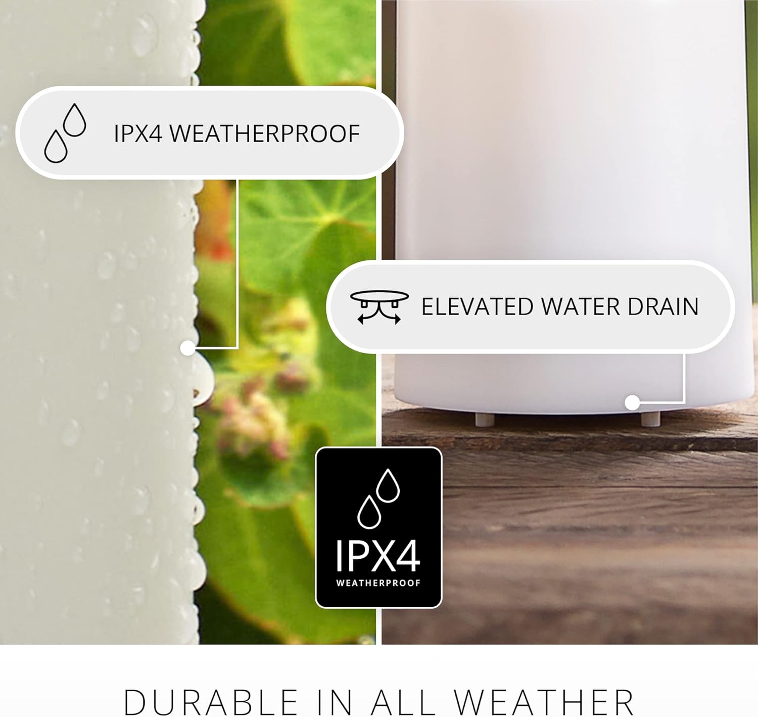 Luminara Outdoor Votive Flameless LED Candle, Pearl Ivory 2" x 3.2", Moving Flame Battery Operated Timer Remote Ready IPX4 Matte Plastic Finish