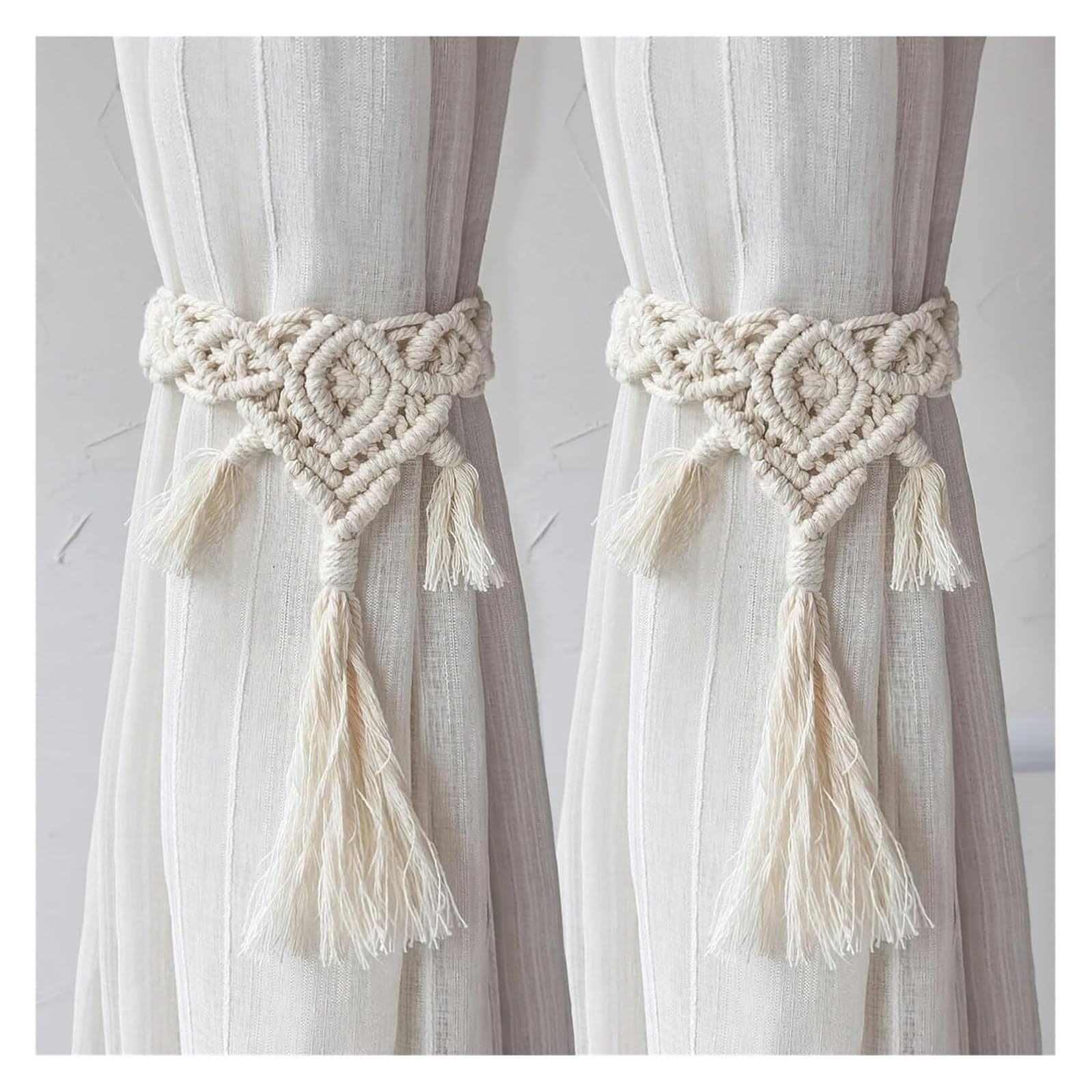 Confezione da 2 fermatende con Nappe, fermatende in Corda Intrecciata, fermatende Decorativi in macramè Fatti a Mano, Decorazioni per la casa, Tende in Stile Rustico, tra,