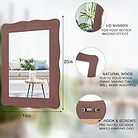 Vista 2 de Espejos ondulados para pared, rectangular, marco de madera, espejo Brouwn vintage, para colgar en la pared, para sala de estar, dormitorio