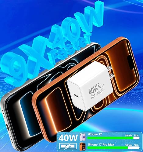 Miniatura 8 de [Apple MFi Certified] iPhone 17 Charger Fast Charging, Rombica 4Pack 40W USB-C Charger Type-C Wall Chargers Dynamic Power Adapter + 6FT Type-C Cable