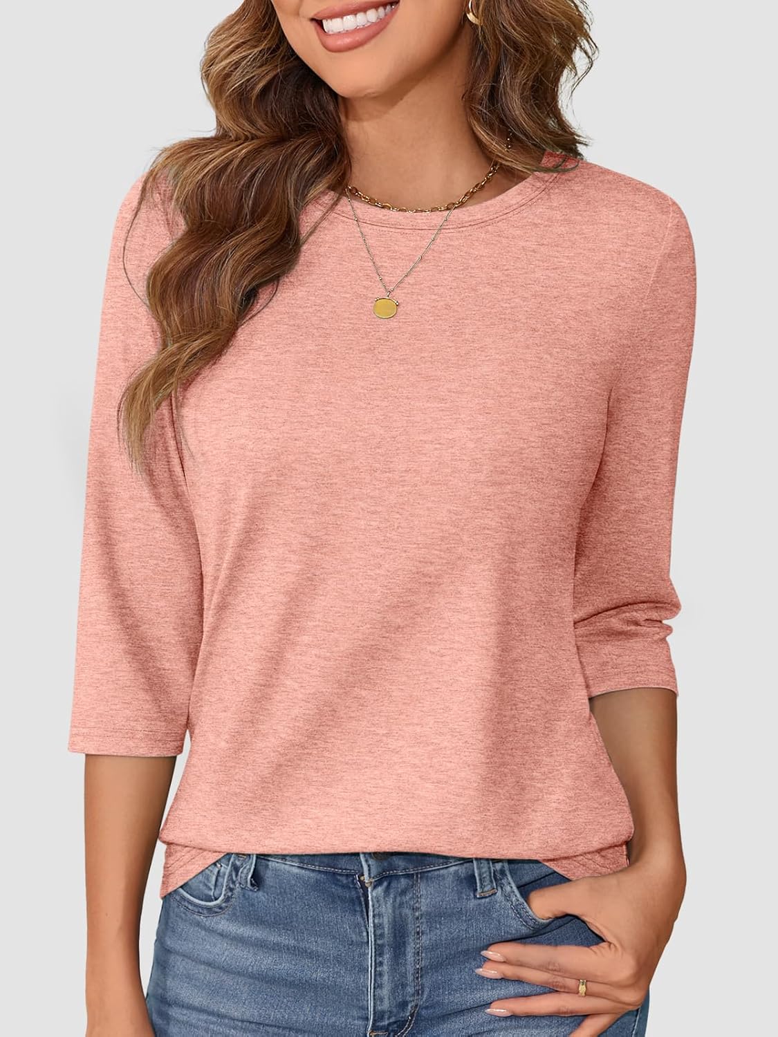 ATHMILE Womens 3/4 Sleeve Blouse Summer Tops Fall Shirt Fashion Blouses Beach Vacation Clothes Spring Tunic 2026 Trendy - Image 2