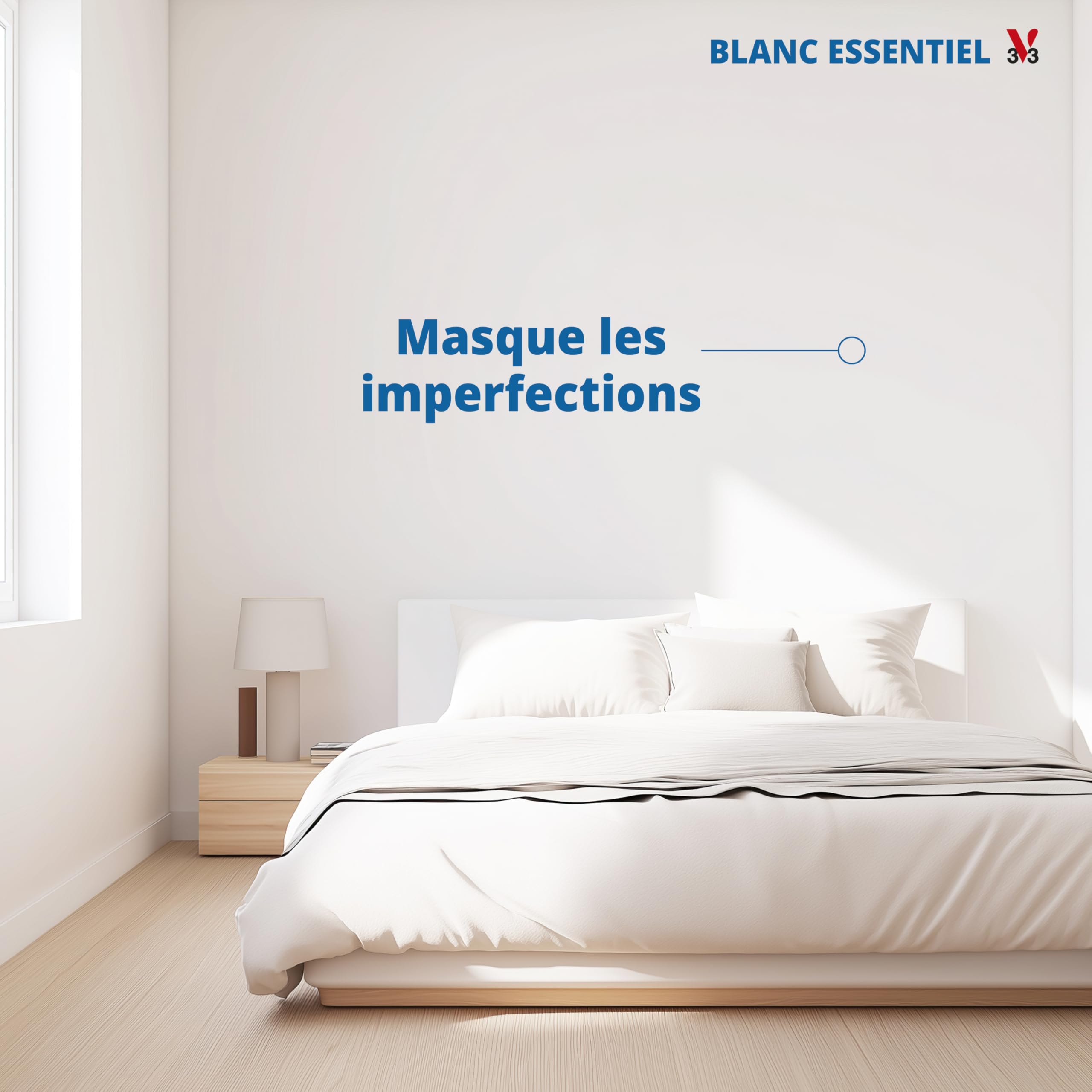 V33 - Blanc Essentiel - Peinture Intérieure - Peinture Murs, Plafonds et Boiseries - Application Rapide & Facile - Couvre en 2 Couches - Chantier Rapide Recouvrable en 3h - Blanc Durable - Velours 10L