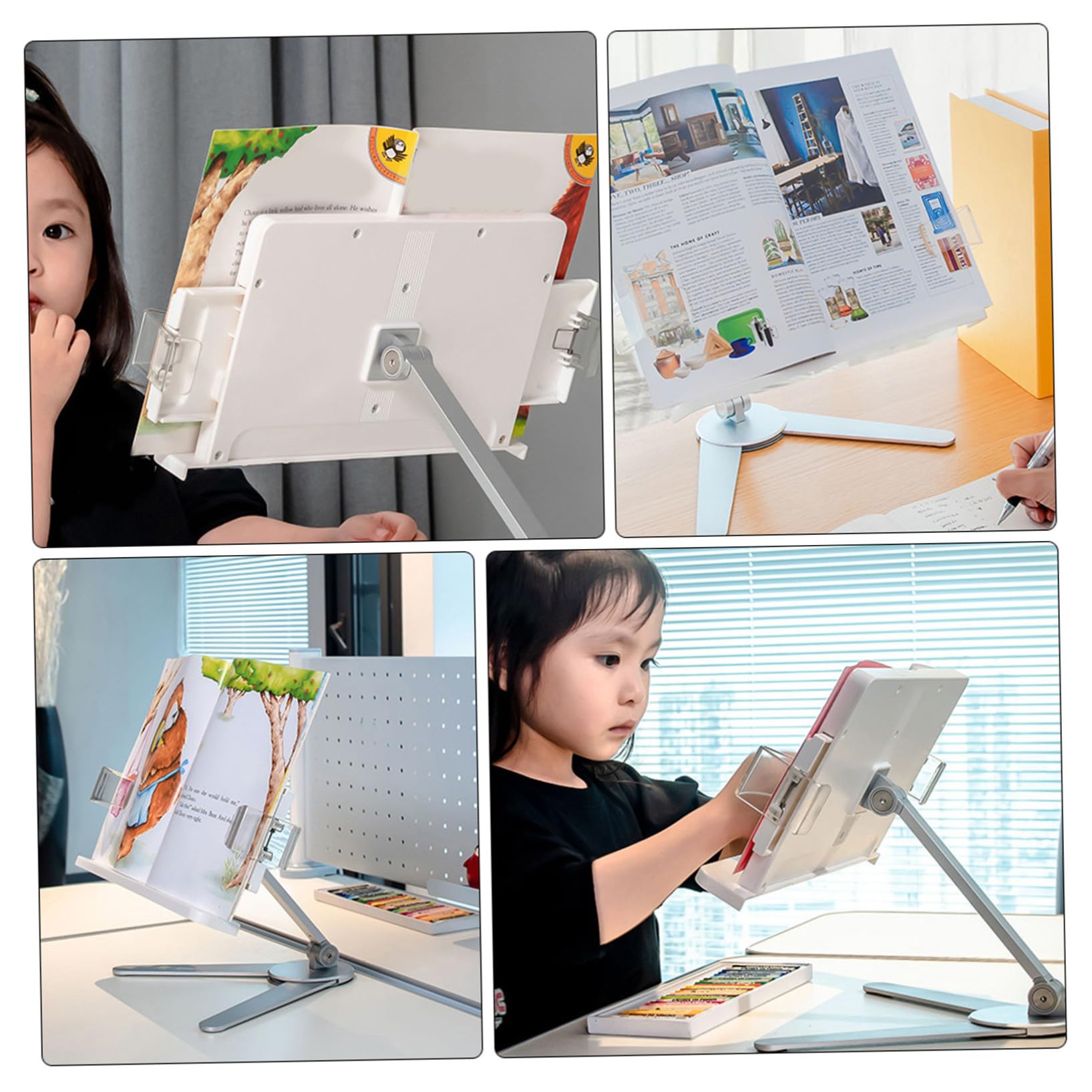 Kompakter Leseständer in Silber aus ABS Verstellbarer Buchhalter mit Multifunktionaler Nutzung und Kreativem Einfachem Design für Schulbücher und Zuhause