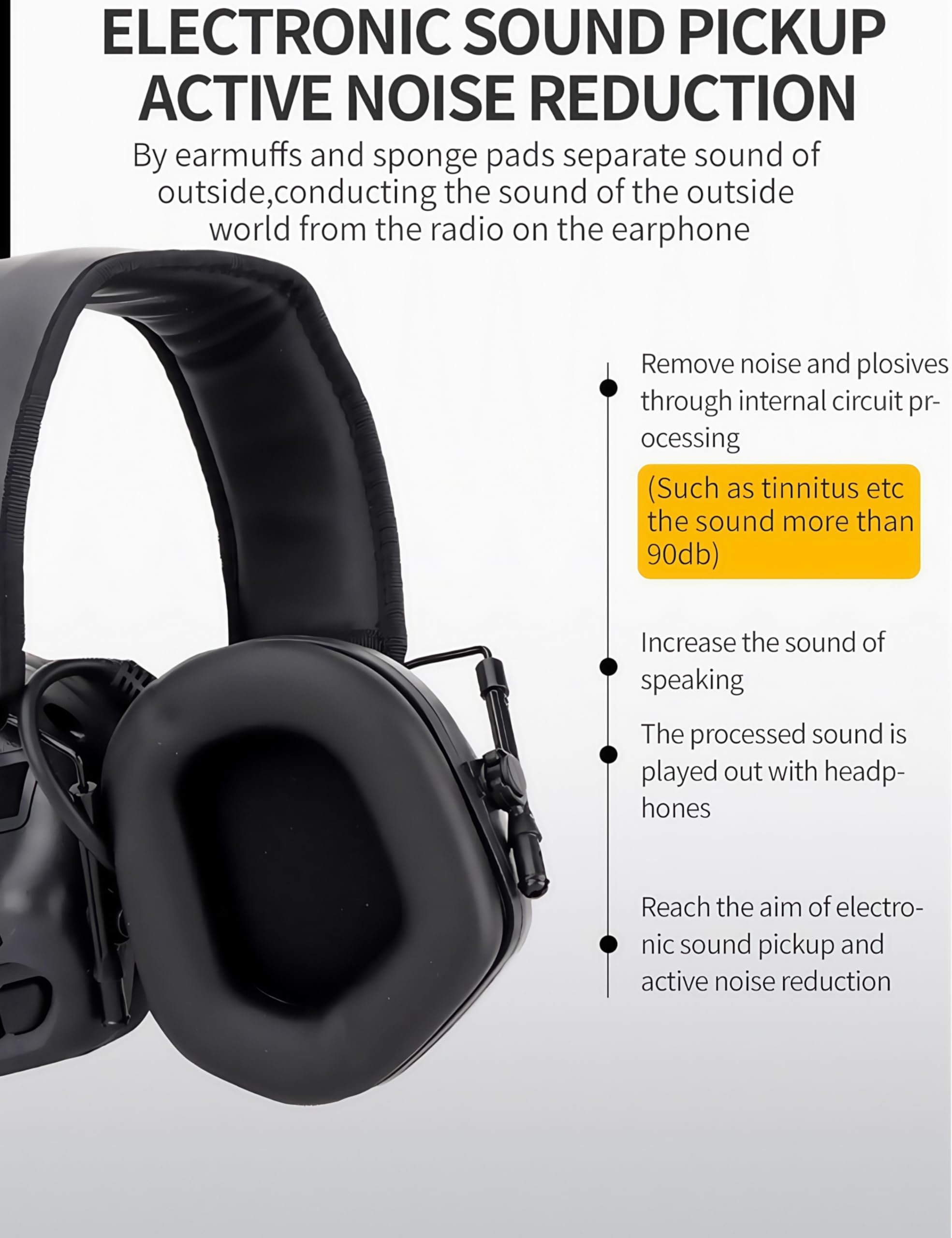 ACEXIER Cuffie tattiche con cancellazione del rumore di quinta generazione - Protezione acustica attiva per tiro, softair e addestramento - Fascia regolabile (52-64 cm)