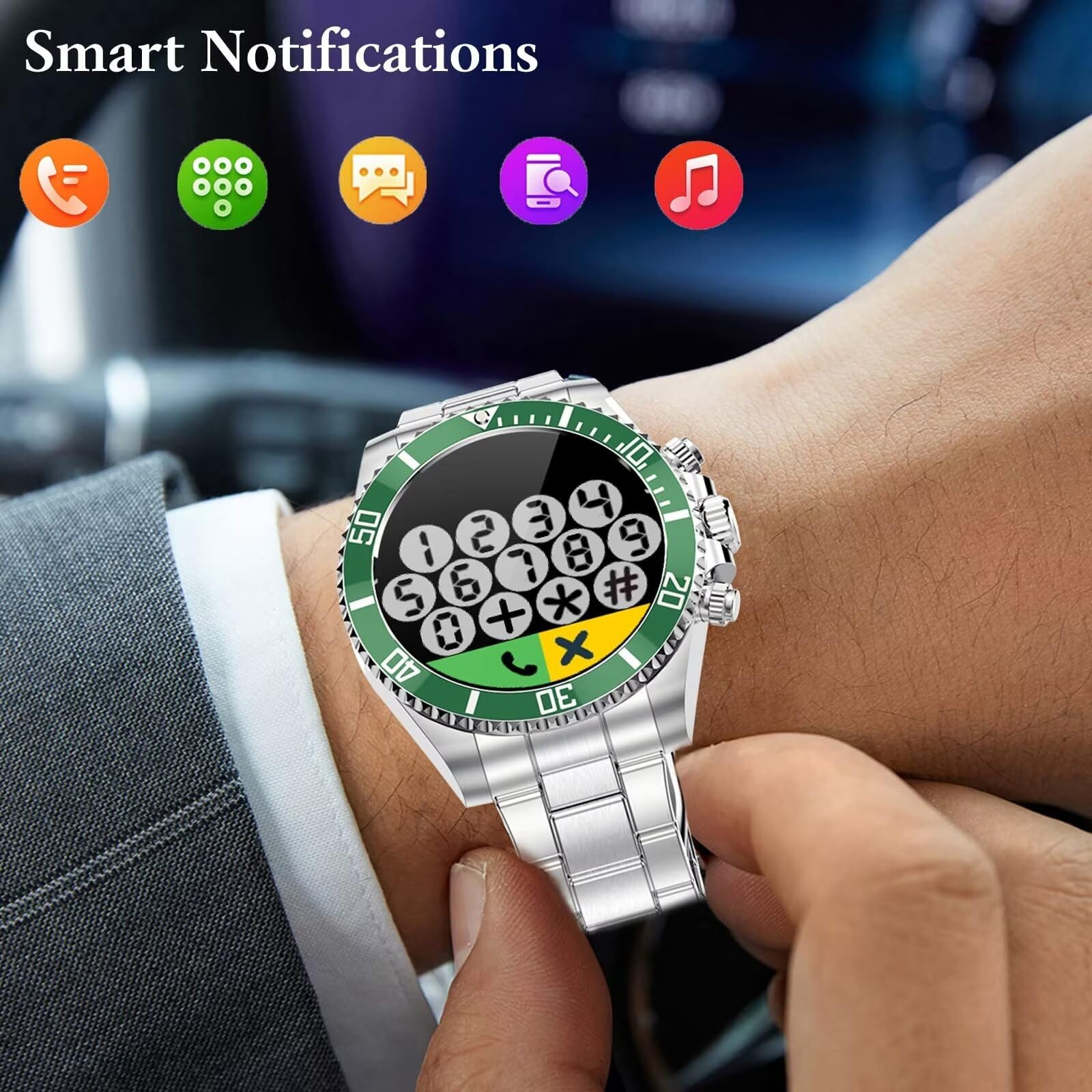 Modny smartwatch dla mężczyzn, ekran dotykowy Bluetooth Smart Watch, sportowy tracker aktywności, monitorowanie zdrowia, inteligentne powiadomienia, czarny