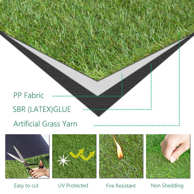 Tappeto erboso artificiale per interni ed esterni, dimensioni personalizzate, 0,9 x 1,5 m, Astroturf per cani e animali domestici con fori di drenaggio, facile da installare e pulire