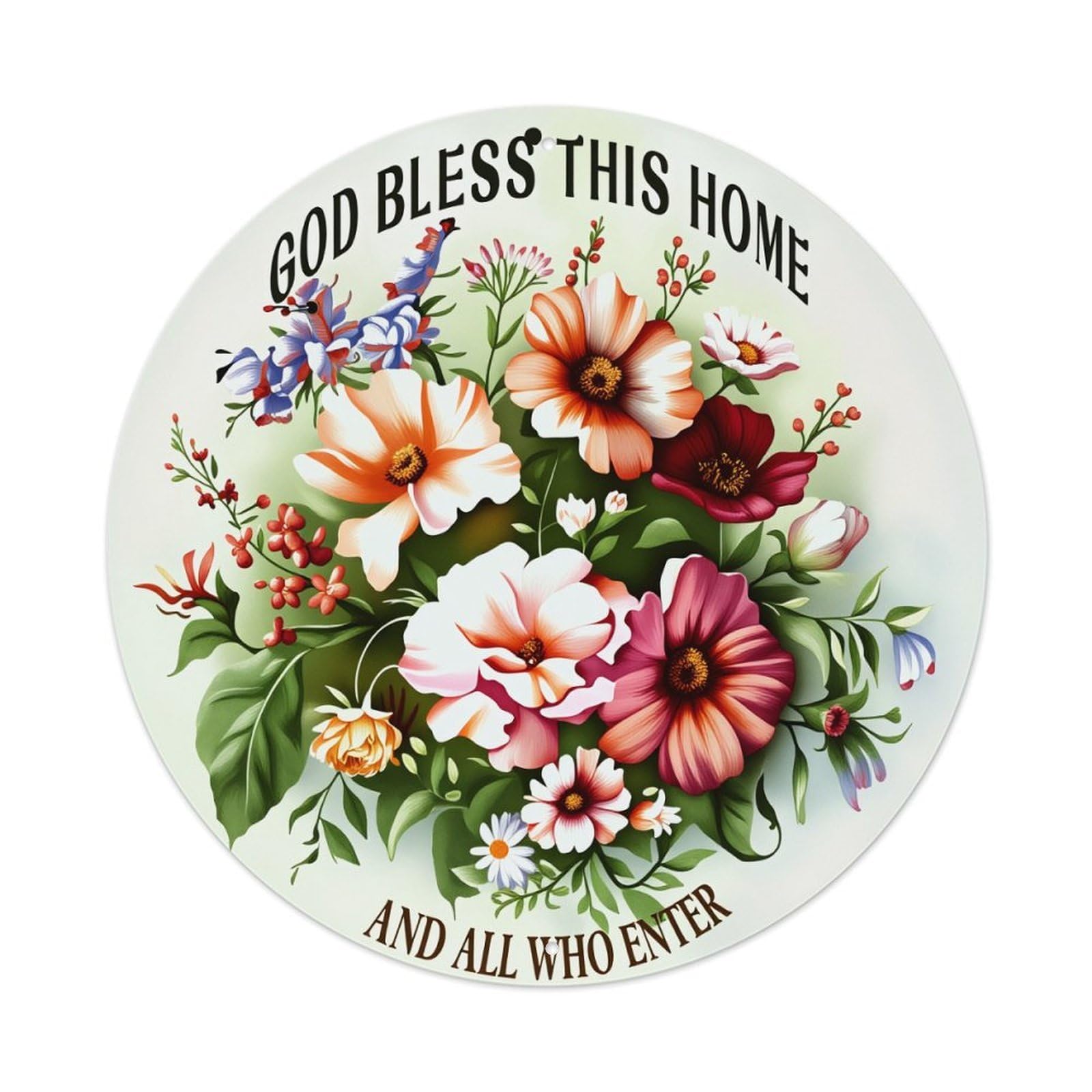 Floral Arrangement With Text Round Tin Sign Retro Metal Sign for Cafe Bar Pub Home Game Room Gym Club Wall Decoration Vintage Metal Poster 8x8 Inch