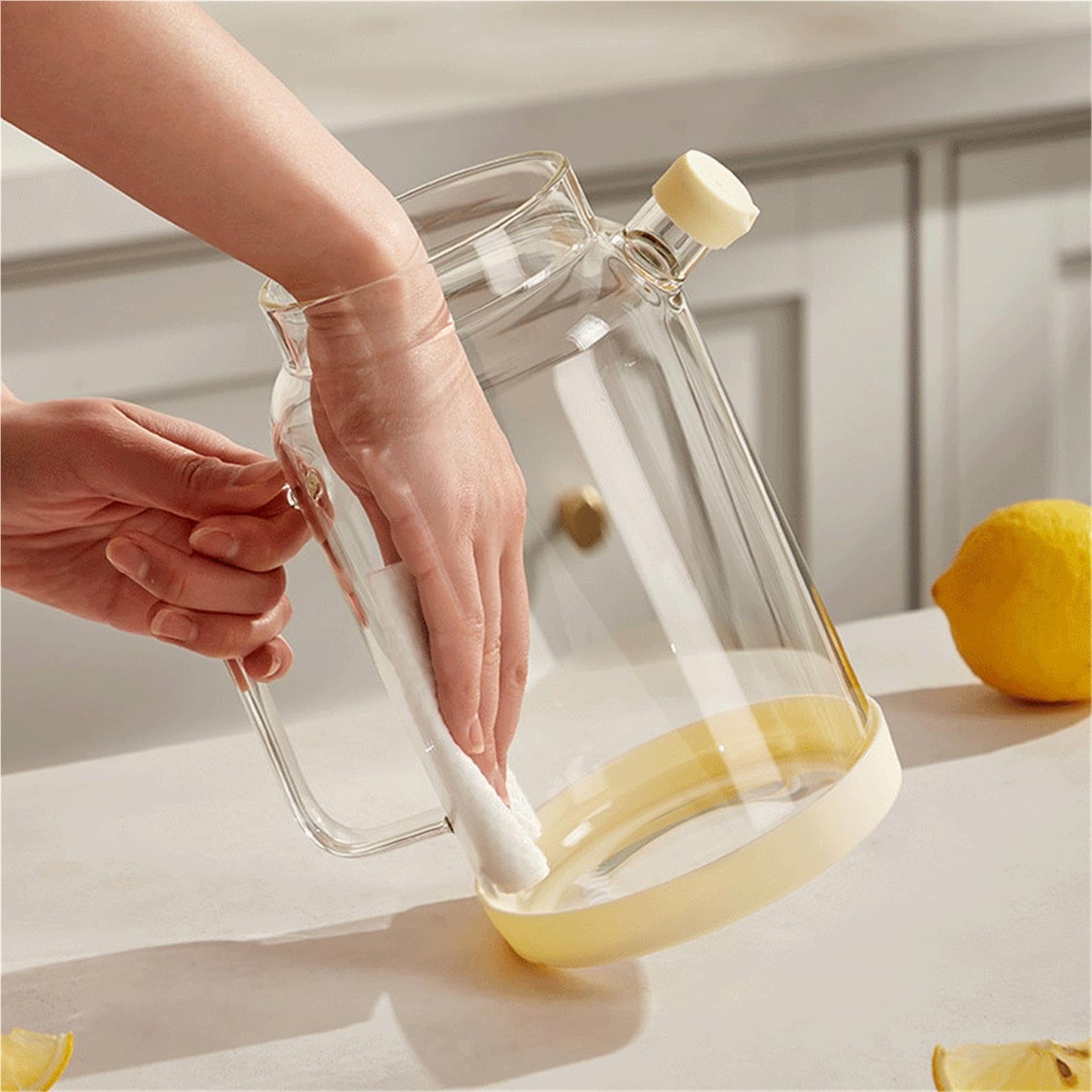 Pichet Eau Pichet à Eau en Verre avec Couvercle en Verre trempé et Joint en Silicone(Moyen)