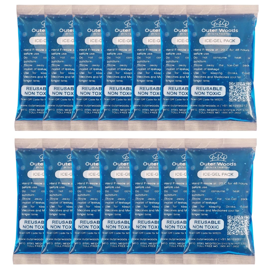 Outer Woods Ice Gel Pack Set | For Keeping Drinks, Food, Vaccines and Medicines Cool | Helpful in Cold Therapy (Cold Pack, 14) (B0CW1S2WQ2) Amazon Price History, Amazon Price Tracker