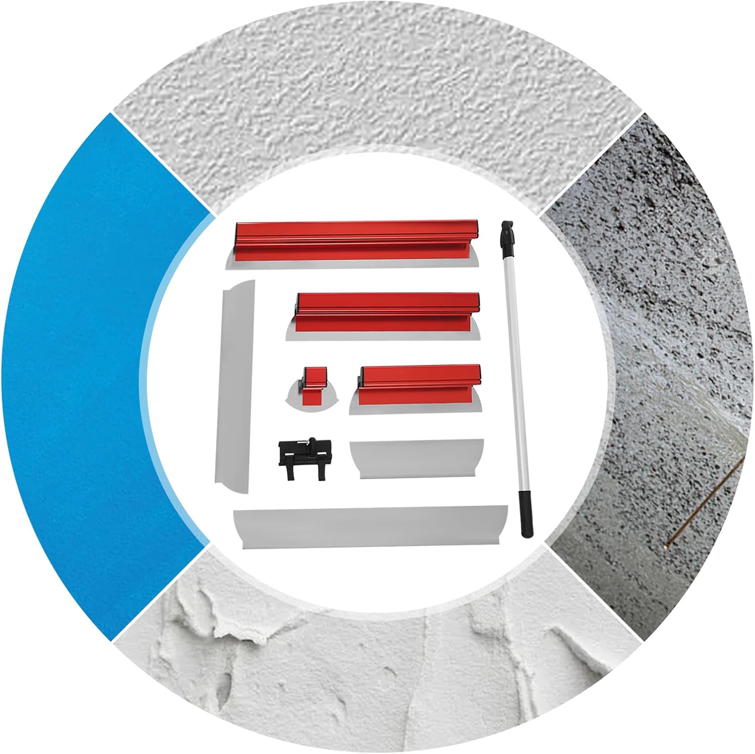 Drywall Skimming Blade Set, 13.8"+23.6"+31.5" Skimming Blades + 34"-61" Extension Handle, Professional Drywall Skimming Tools for Drywall/Wall-Board