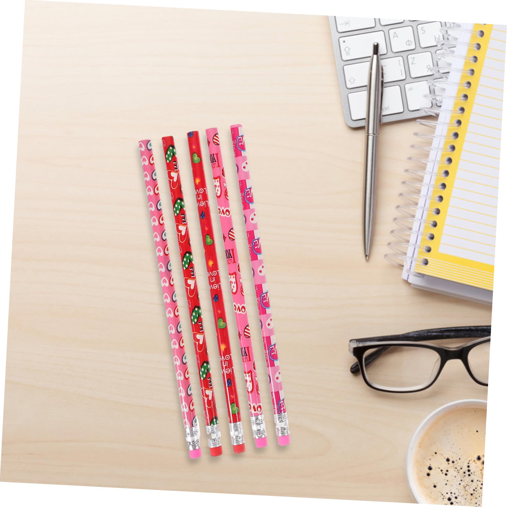 VILLCASE 5 Sätze Valentinstag Bleistift Pastell Textmarker Bleistifte Für Erwachsene Bleistift Pastelle Bleistifte Pastellstifte Doppelt Geknetet Einziehbar Led Radiergummi 48 Stück * 5