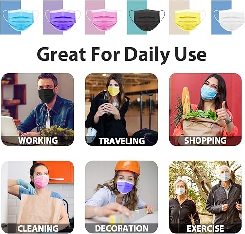 Miniatura 5 de Máscara facial Assacalynn, 50 unidades desechables, cubrebocas opcional, para adulto y niño