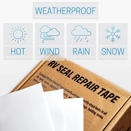 Miniatura 3 de CANOPUS Cinta selladora para caravana, blanca, 2 pulgadas x 50 pies, cinta de reparación de parches de techo, cinta impermeable para pinchazos de