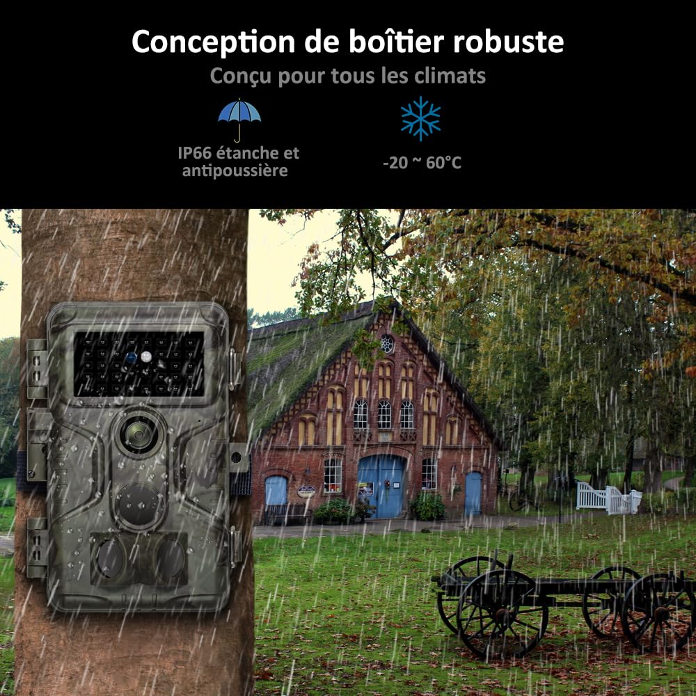 GardePro A3S Camera de Chasse, 64MP 1296P H.264 Vidéo Caméra de Chasse | Camera Chasse Sans Lueur 940 nm, 0,1s Camera Detecteur de Mouvement, Camera Vision Nocturne Animaux, Piege Photographique