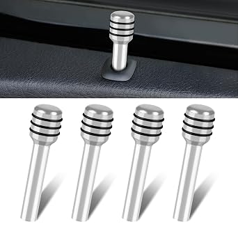 Rislobx 4 PCS Car Door Lock Knobs, Inner Door Lock Pull Pin Cover, Aluminum Alloy Decorative Lift Bolt, Universal Auto Accessories for Most Cars, Trucks Silver