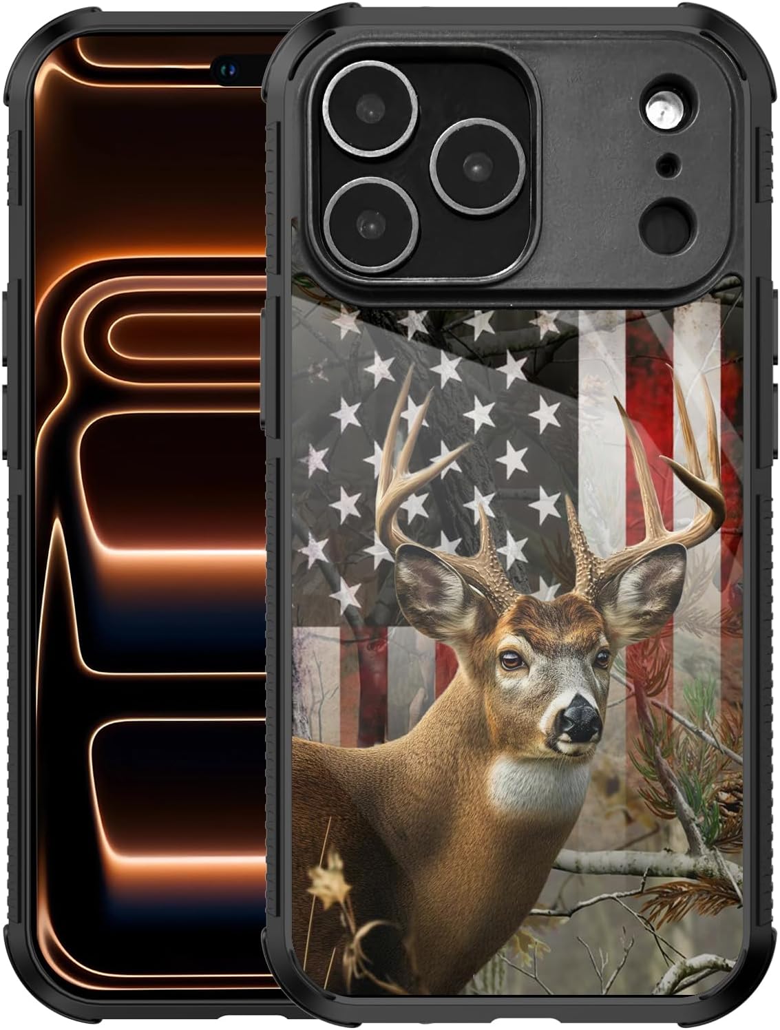 Case for iPhone 17 Pro Max, Deer Camo Flag, Anti-Scratch, Non-Slip, Shockproof, TPU Protective Phone Case