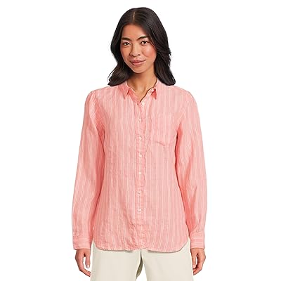 L.L.Bean Premium Washable Linen Stripe Tunic Shirt Women