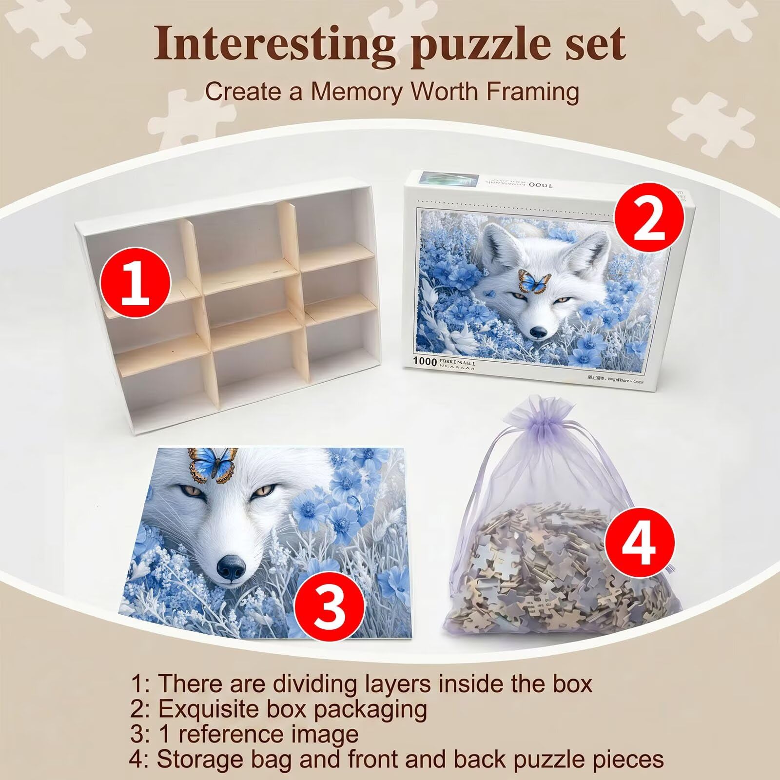 Puzzle 3000 Teile, Holzpuzzle Erwachsene 122 x 81 cm, Kniffliges Denksport Spiel, Großer Puzzlespaß für anspruchsvolle Liebhaber, Familienspiel, Puzzles für Dekor und Geschenk Niedlich Tier f0-565