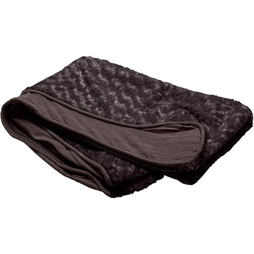 Furhaven Replacement Dog Bed Cover Ultra Plush Faux Fur & Suede Contour Luxe Lounger, Machine Washable - Chocolate, Medium
