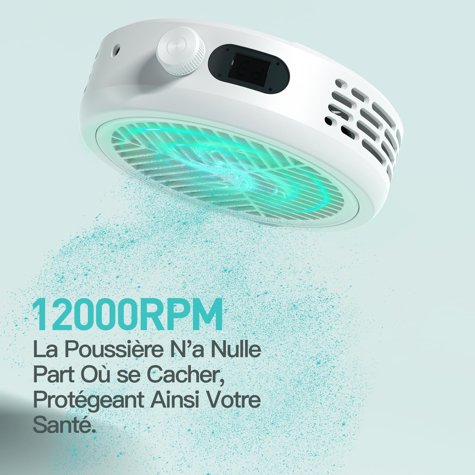 Aspirateur Ongles 120W Professionnelle, Aspirateur de Bureau Puissant, 3 Niveaux Réglable Vitesse, Écran LED, 12000RPM, Fonctionnement Silencieux, pour Manucure et Pédicure