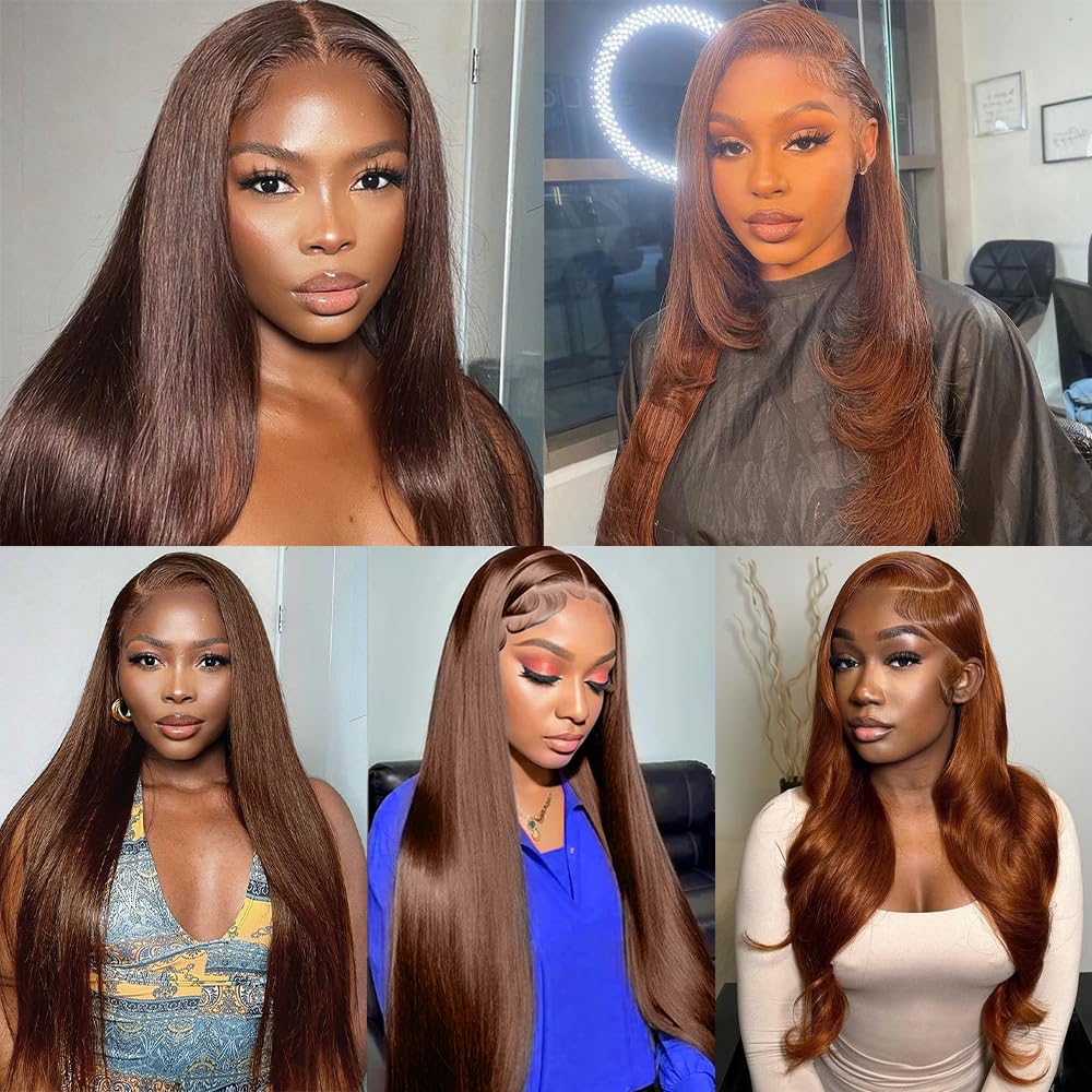 Amazon.com : LAPONDAI 24 Inch Brown Straight Lace Front Wigs 