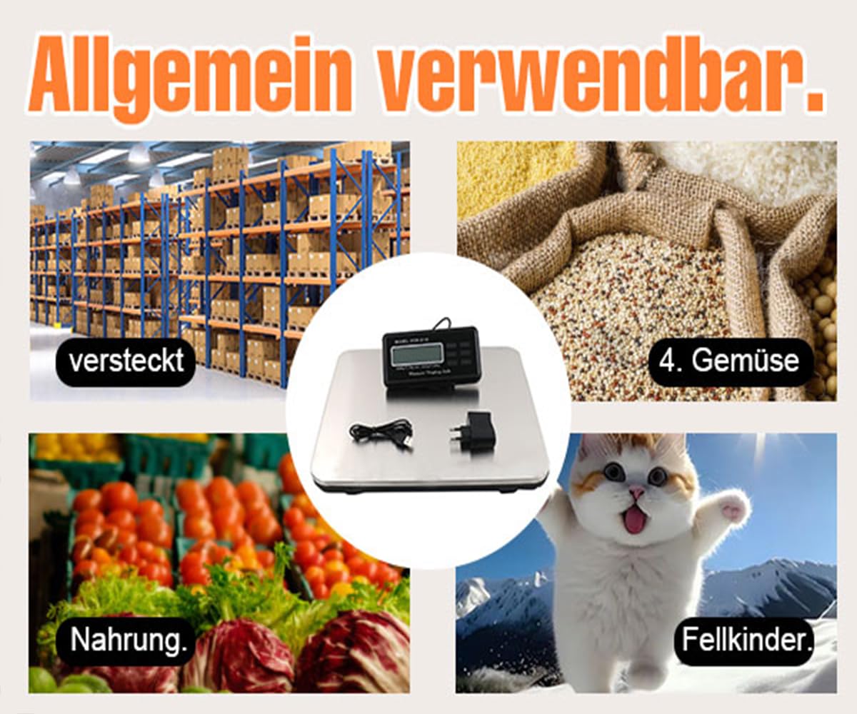 Digitale Boden Tischwaage,220V Paketwaage,Briefwaage 660 lbs/300 kg PlattformWaage,Elektronische Plattform edelstahl LCD display Tischwaage,Digitalwaage,digitale Küchenwaage silber neu