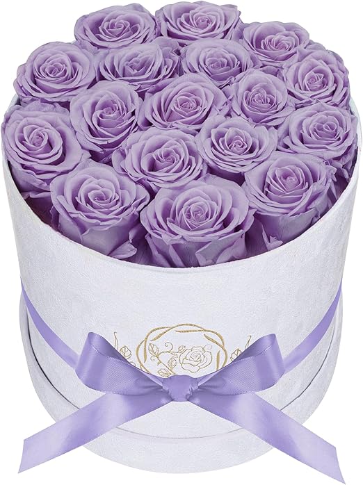 17 Flowers in a Luxury Suede Box, Birthday Gifts for Women, Preserved Flowers, Mothers Day Roses Gift for Mom, Lavender