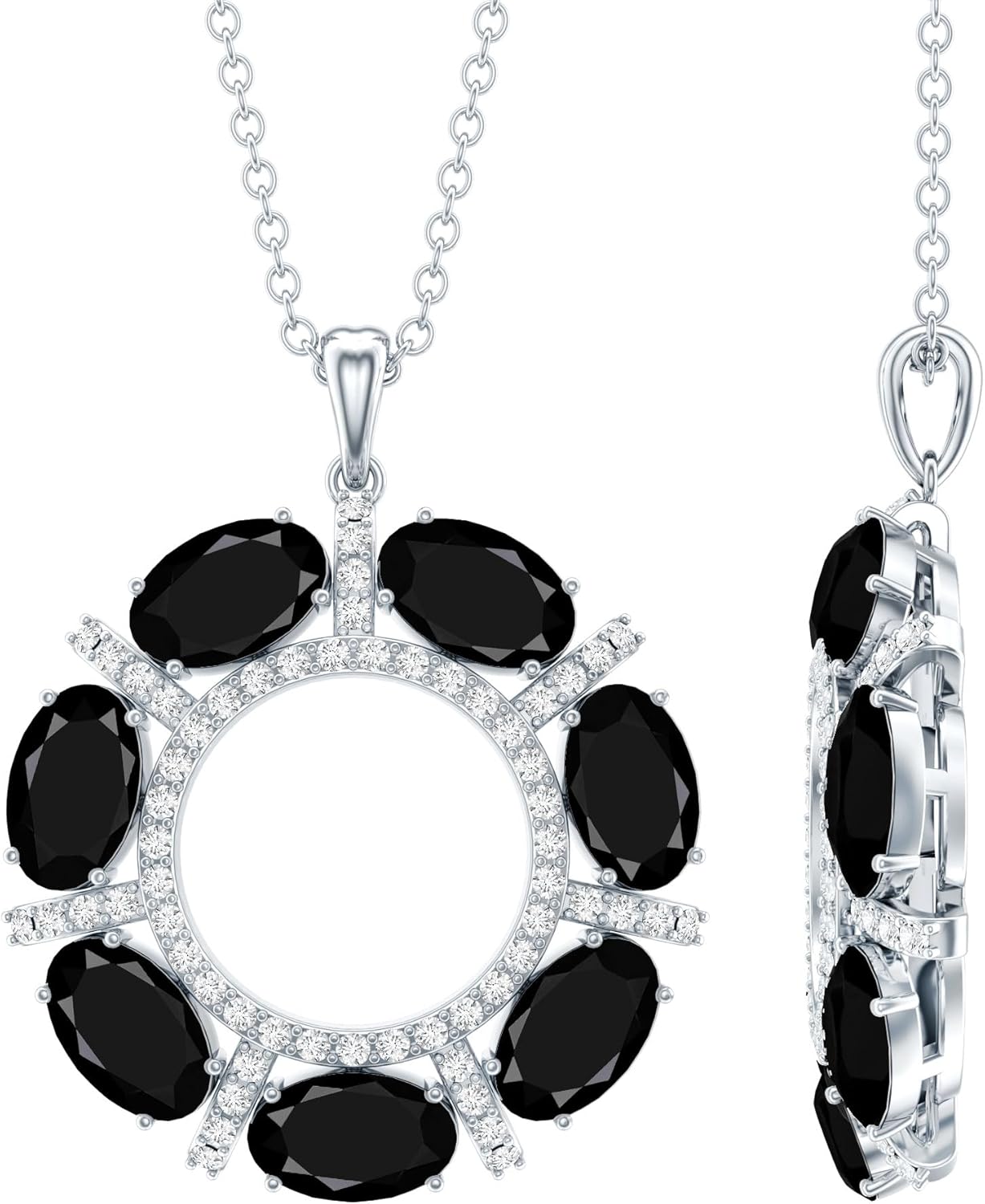 Natural Black Spinel Necklace With Silver Chain, Aaa Quality, Certified Spinel Eternity Necklace - Unique Gift For Women