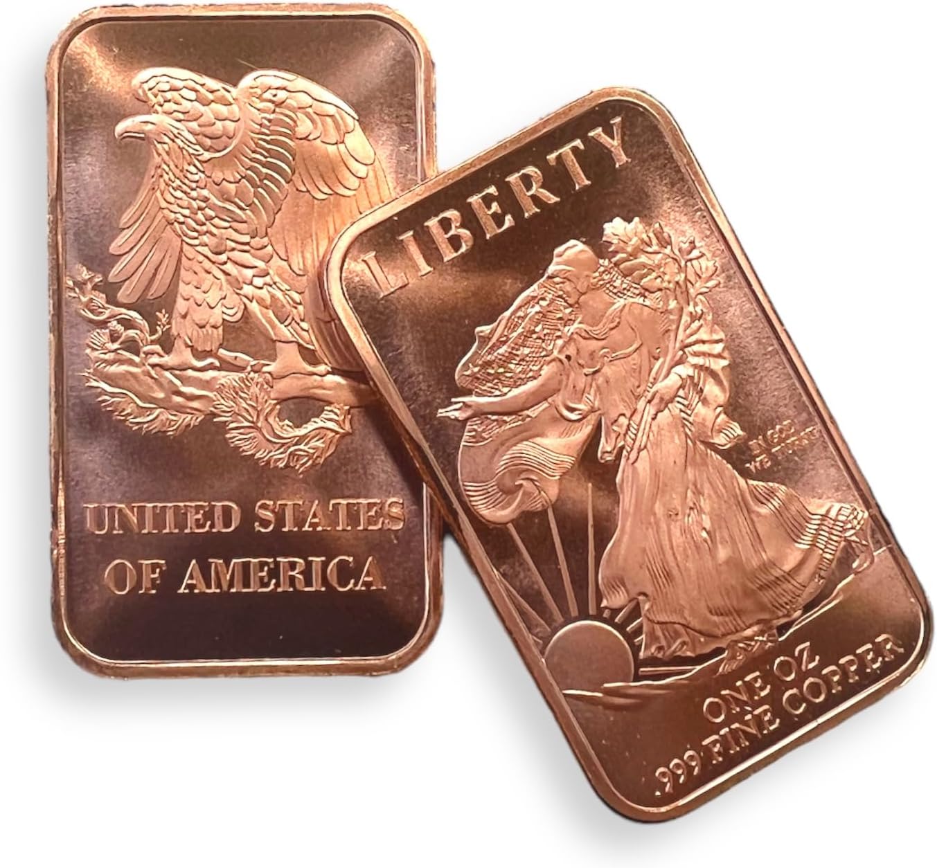 One (1) Ounce Walking Liberty Copper Bar by Unique Metals | Pack of 1 | .999 Fine Copper | Made in the USA