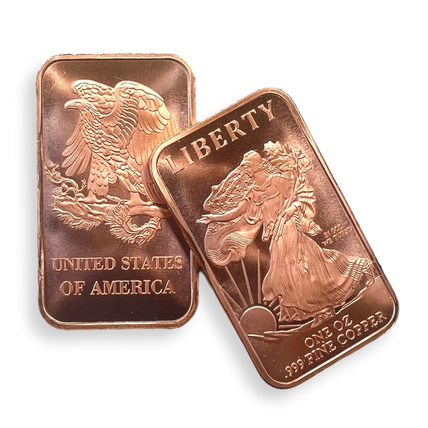One (1) Ounce Walking Liberty Copper Bar by Unique Metals | Pack of 1 | .999 Fine Copper | Made in the USA