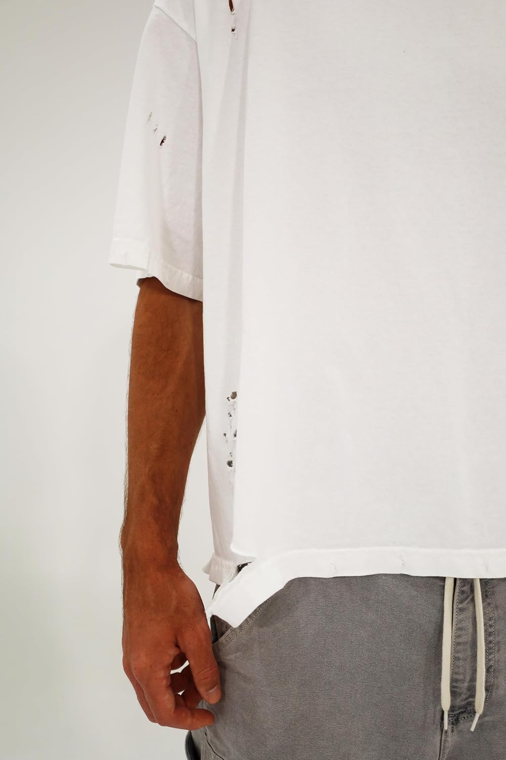 Men's Distressed Casual Oversized Heavyweight Drop Shoulder Garment Dye T-Shirt Tee Short Sleeve - Image 8