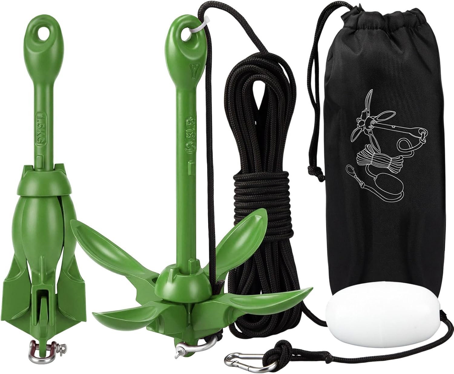 Lounsweer 2 Pack Marine Kayak Anchor Kit Grapnel Anchor Kit Folding Grapnel Anchor Boat Anchor with Foldable Claw Kayak Fishing Accessories for Small Boats Kayak Canoes Motorboat Paddle