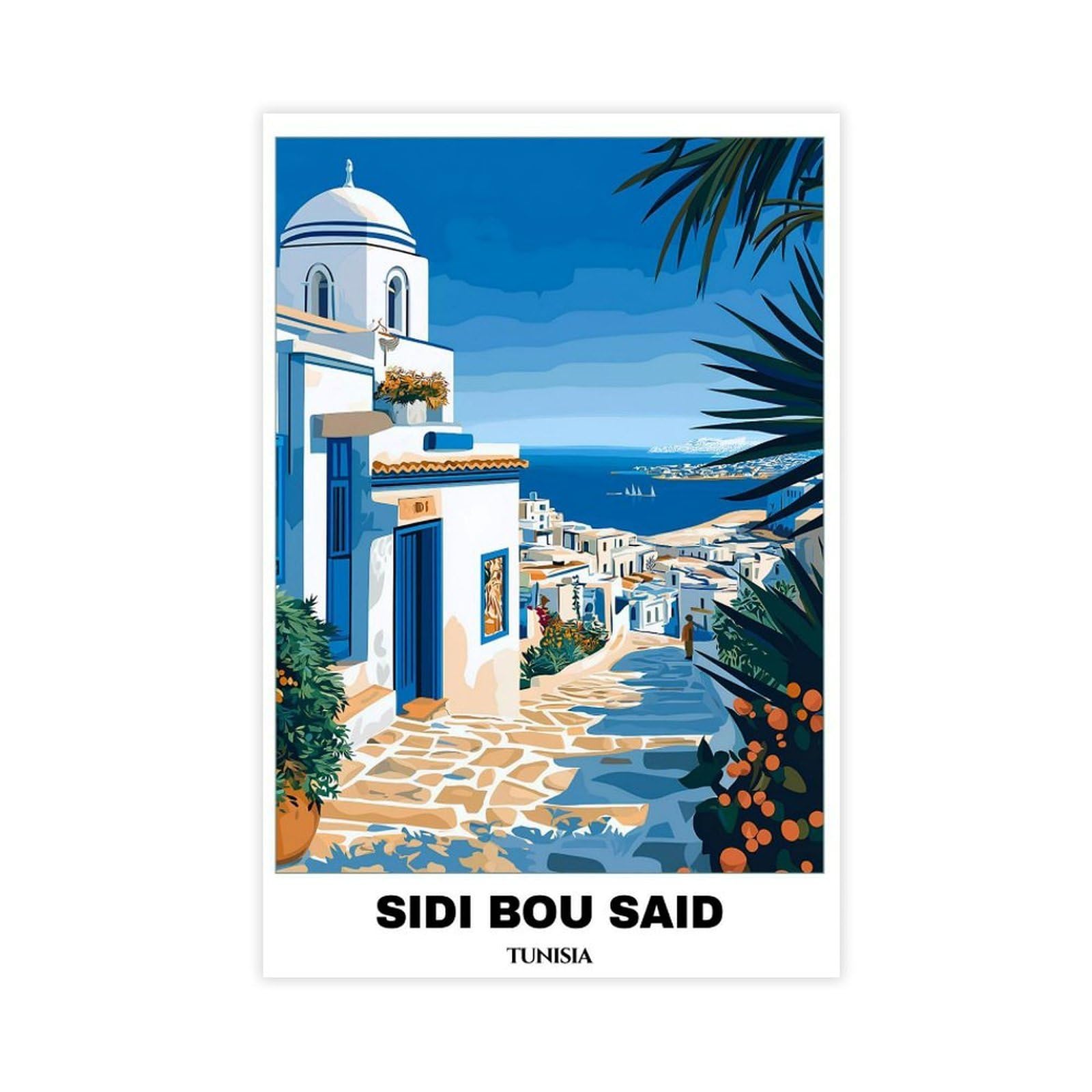 Utgn Sidi Bou Said Canvas Poster Wall Art Print Picture Paintings 08X12inch(20X30cm)
