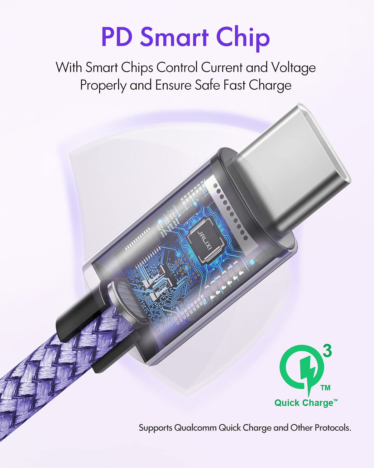 Creative Product Purple USB C to USB C Cable [ 20ft ], JALIXI Extra Long USB Type C 2.0 to Type C Cable Fast Charging PD Charger Cord Compatible with Samsung Galaxy S21 S20 Ultra, Note 20, Switch, Pixel & USB-C Device