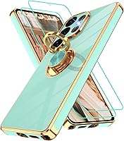 Vista 224 de Gritup Funda para Samsung Galaxy A14 5G: Funda para Samsung A14 2 piezas, protector de pantalla, soporte de anillo de rotación de 360°, soporte