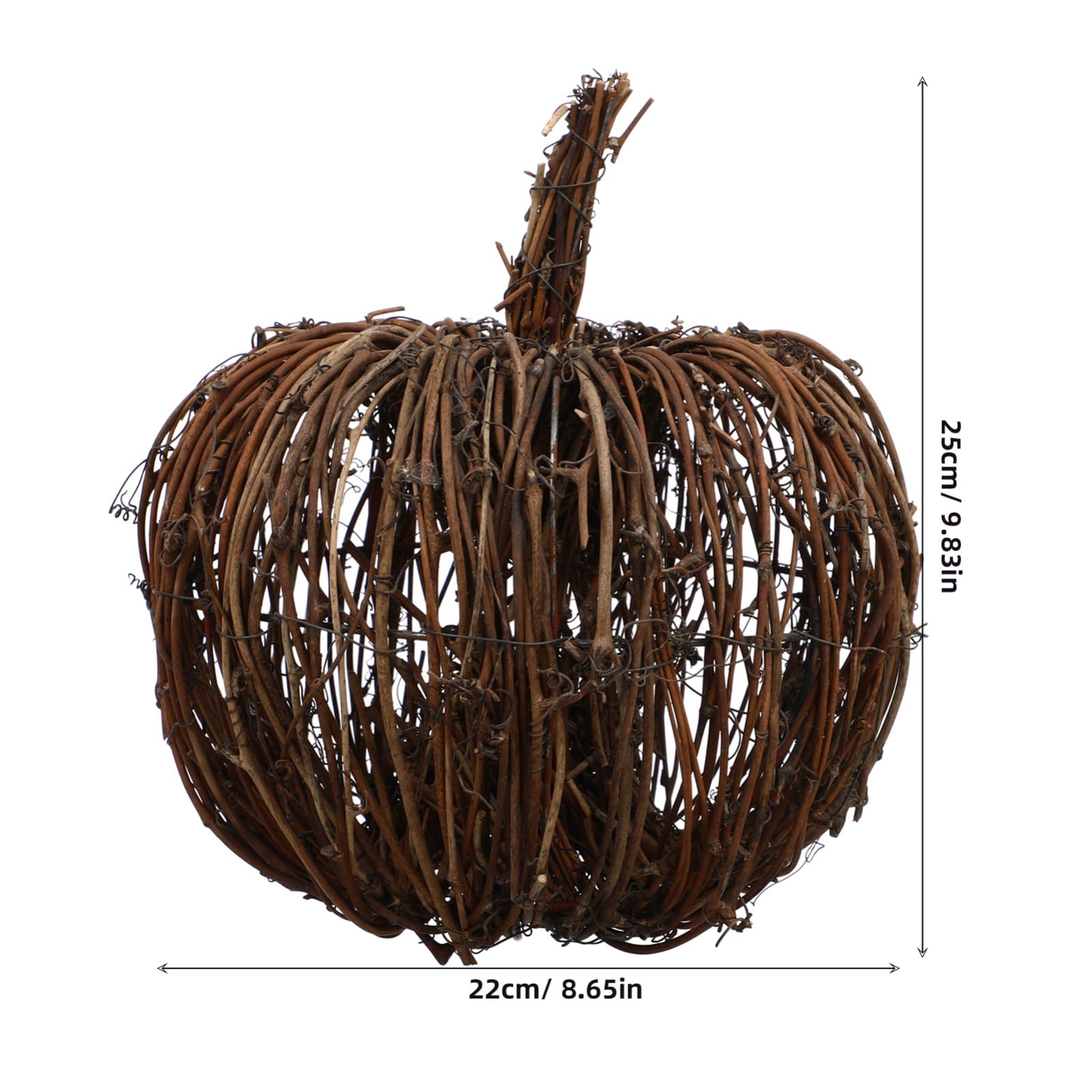 Cabilock 1Pc Wicker Rattan Pumpkin, Halloween Decor Woven Pumpkin Decor Desktop Adornment for Mantle, Home Bedroom Desktop DIY Hanging Craft