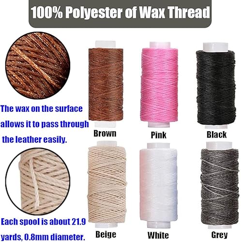 Miniatura 6 de Kit de 12 piezas de punzón de costura portátil, kit de herramientas de reparación de punzón de costura a mano para cuero, telas pesadas y lienzo con