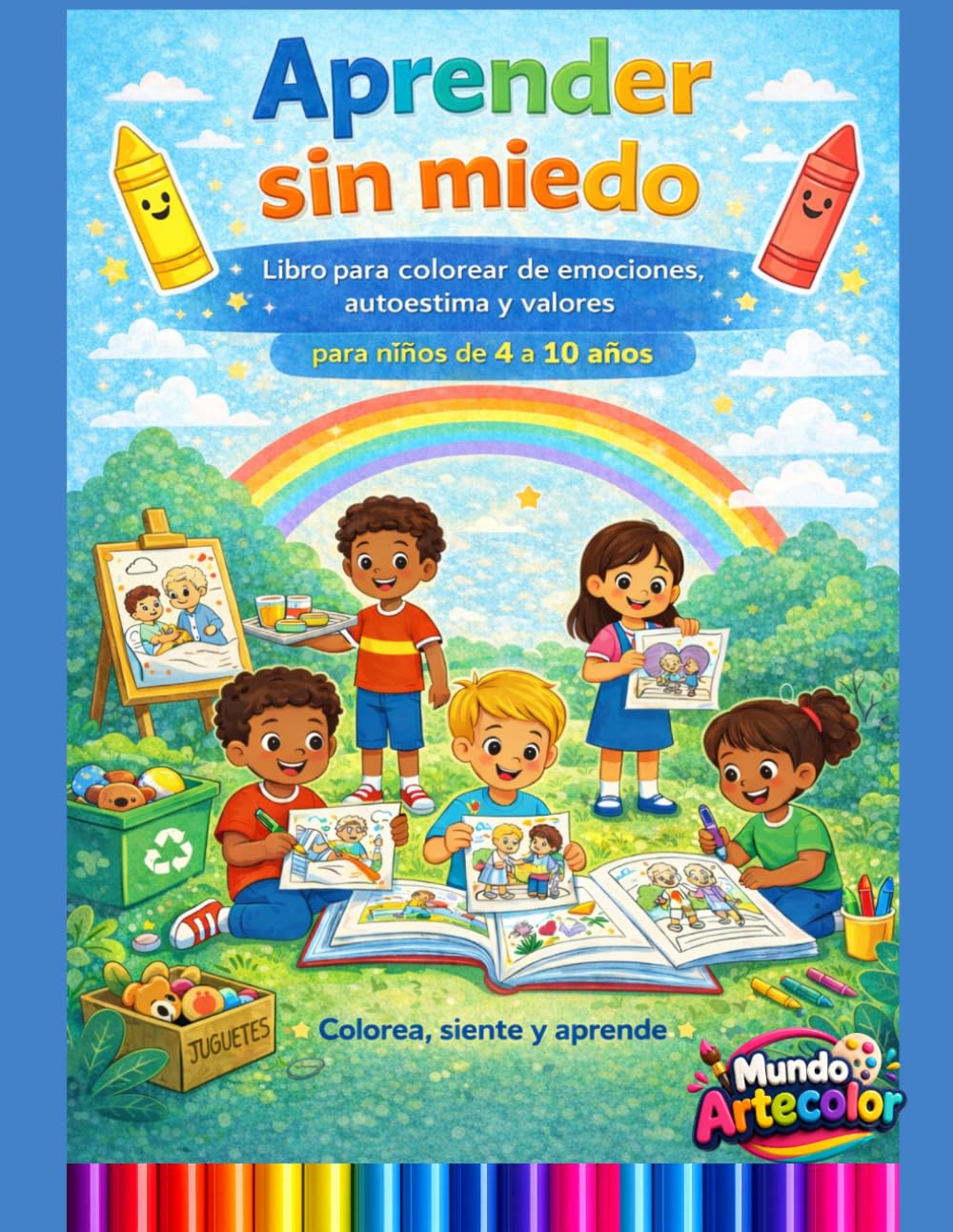 Aprender sin miedo Libro para colorear de emociones, autoestima y valores para niños: Un libro educativo para desarrollar emociones, confianza, ... en niños de 4 a 10 años