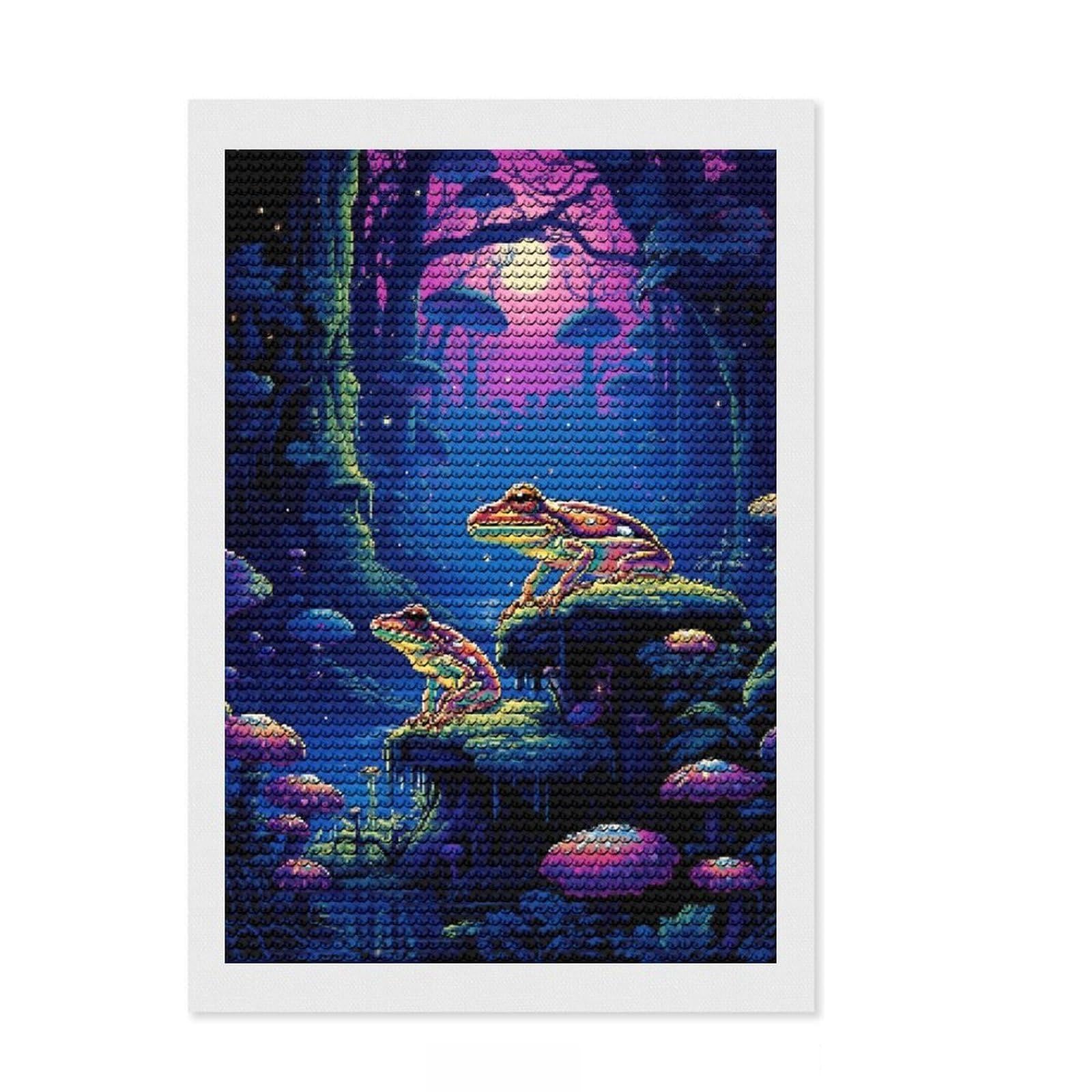 Junmoney Psychodelic Frog Pixel Art Diamond Art Canvas 8"x12", for Women, Simple to Start, Modern Decor, Gift Idea, Nice Detail and Sparkle