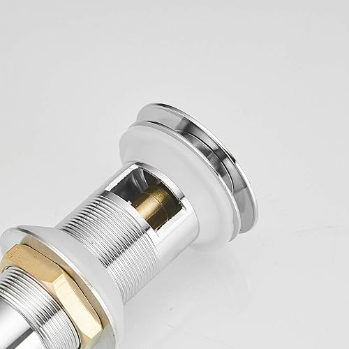 Miniatura 4 de BWE Desagüe de fregadero cromado desplegable con desbordamiento, se adapta al orificio estándar de fregadero de 1-12 a 1-34 pulgadas, tapón de