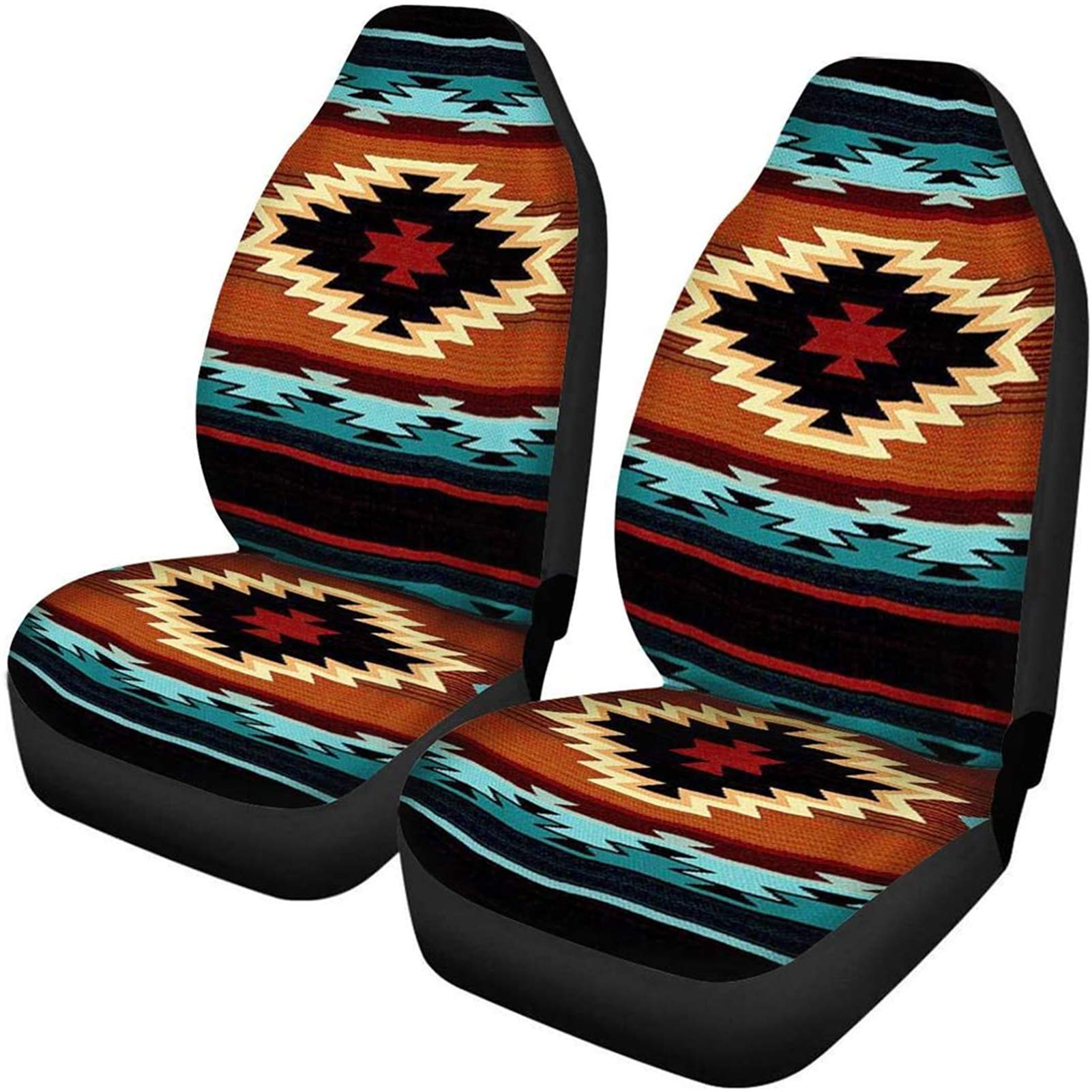 Marron - Dessous de siège western Flower en tissu navajo avec