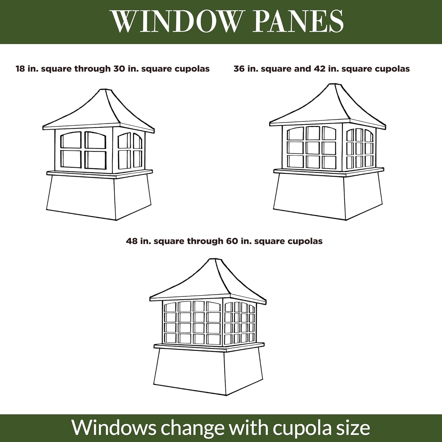 Good Directions Westport Vinyl Cupola with Black Aluminum Roof 26" Square x 42" Height