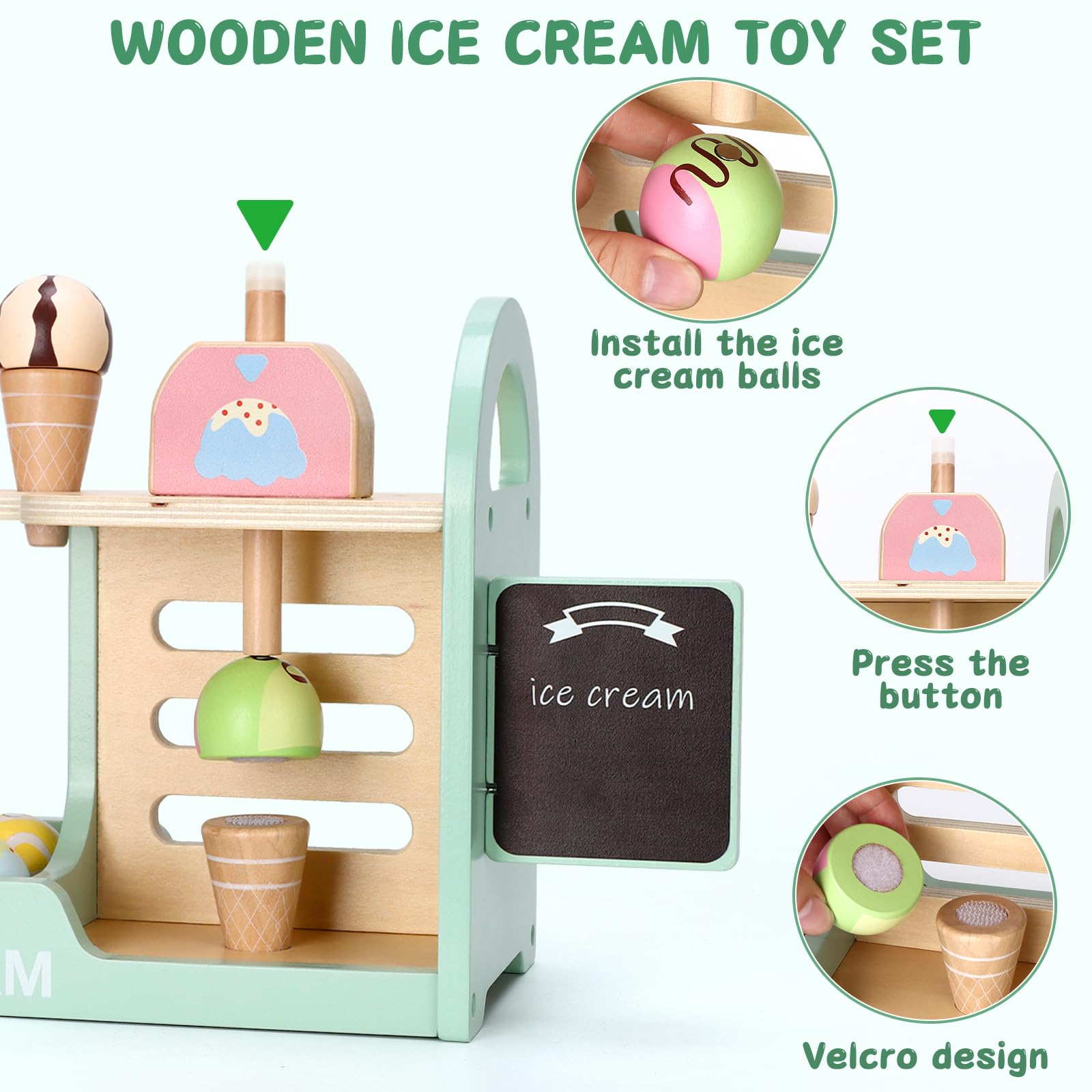 Geschenk Mädchen,Spielzeug Mädchen,Geschenk,Eisdiele Eisladen Kinder Holz,Einkaufsladen Kinder,Kinderküche