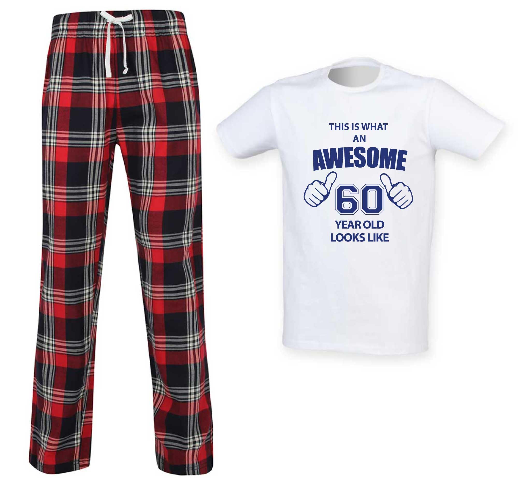 60 Second Makeover Limited This Is What An Awesome 60 Year Old Looks Like Tartan Mens Pyjamas Set Funny 60th Birthday Gifts For Men Pyjama Set Red XX Large