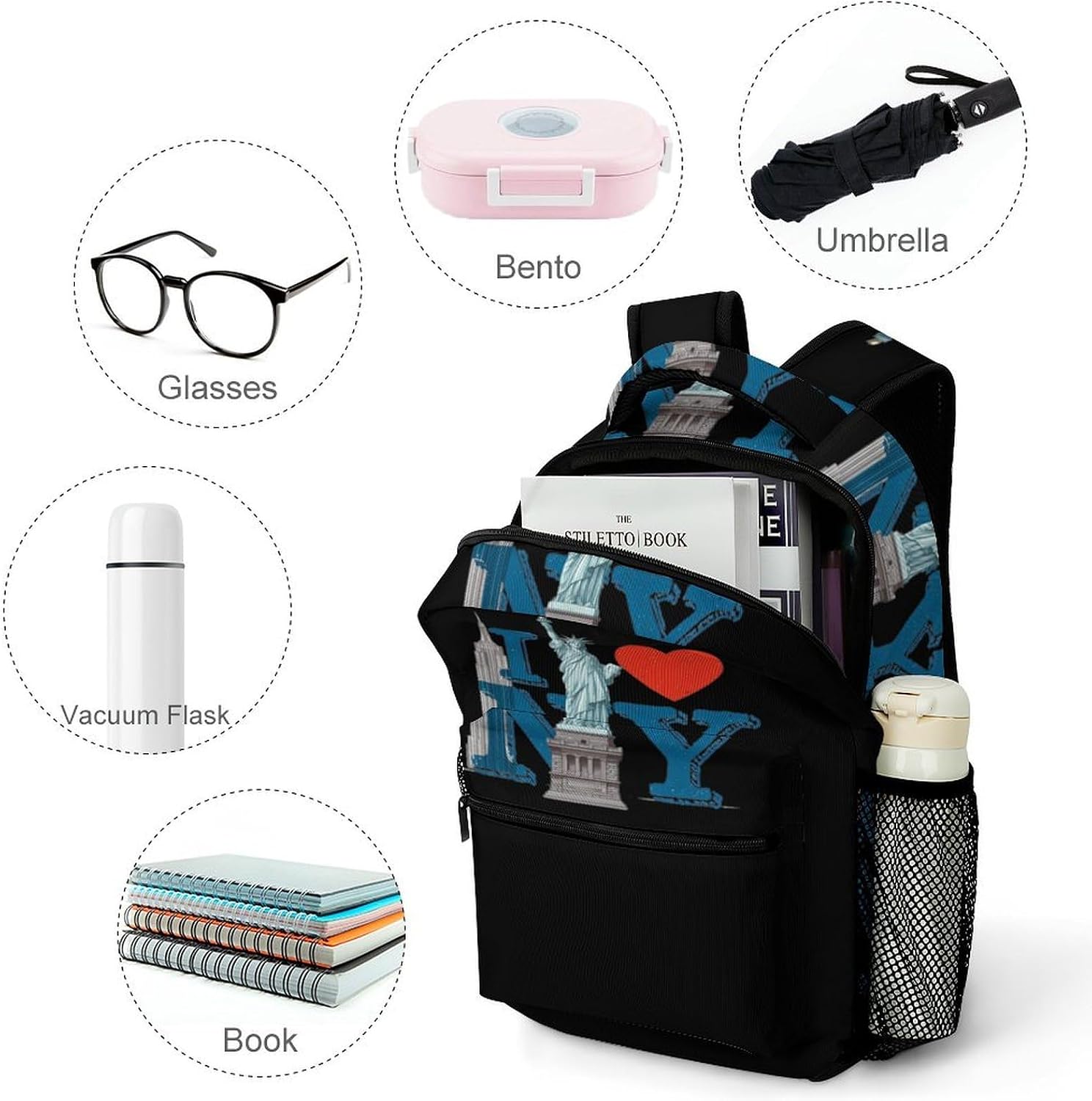 I Love New York Novelty Backpack Lightweight Printed Daypacks image 4