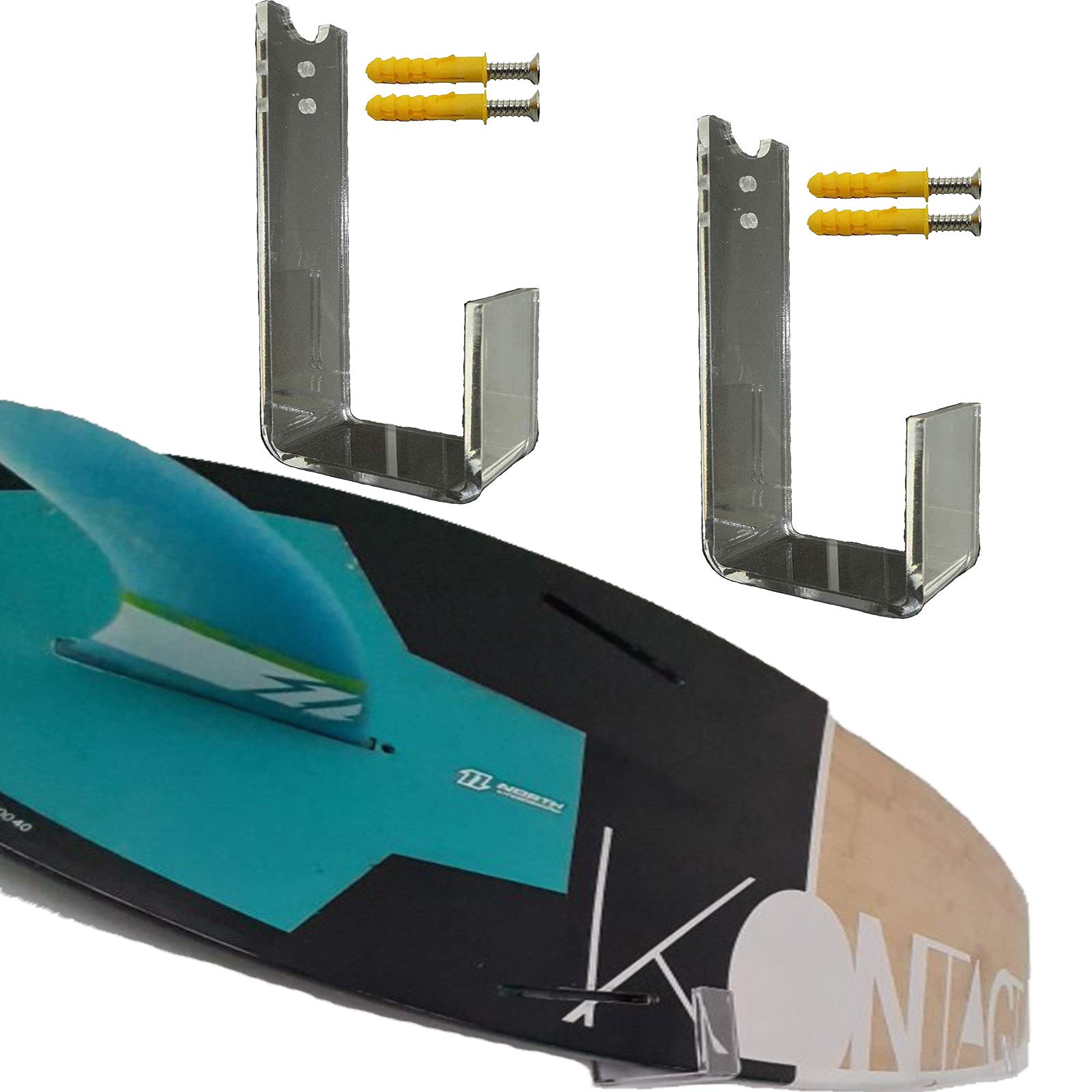 Supporto Parete Per Snowboard - Staffe Acriliche Trasparenti, 2 Pezzi - Foto 7