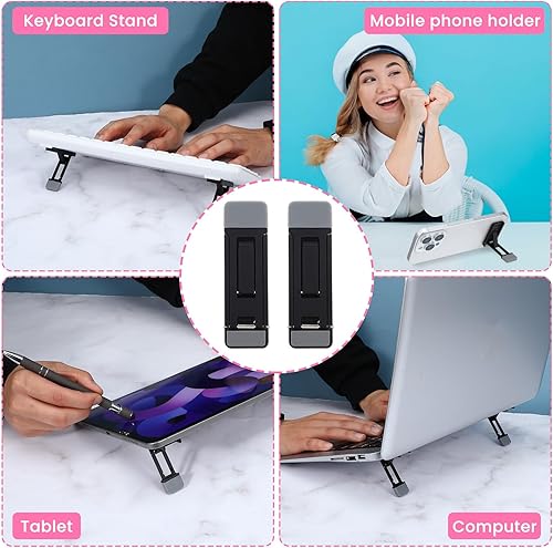 Miniatura 7 de Elevador de teclado portátil para escritorio, 2 piezas, mini soporte plegable para laptop, tres ángulos de inclinación, ajustable, autoadhesivo,
