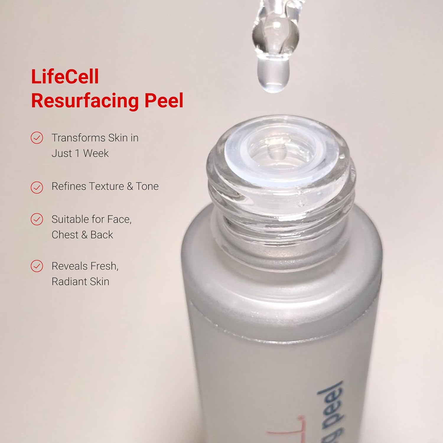 LifeCell Resurfacing Peel Overnight Liquid Exfoliant, Lactic and Glycolic Acid Toner for Body and Face - Exfoliating and Smoothing Skin Serum, Anti-Aging Skincare Peeling Treatment - Image 2