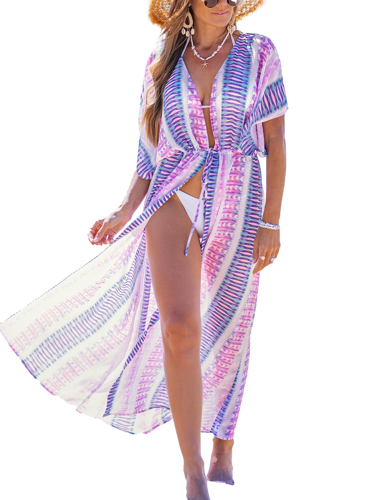 CUPSHE Copricostume da spiaggia da donna 2024 kimono copricostume da bagno cardigan abiti da annodare