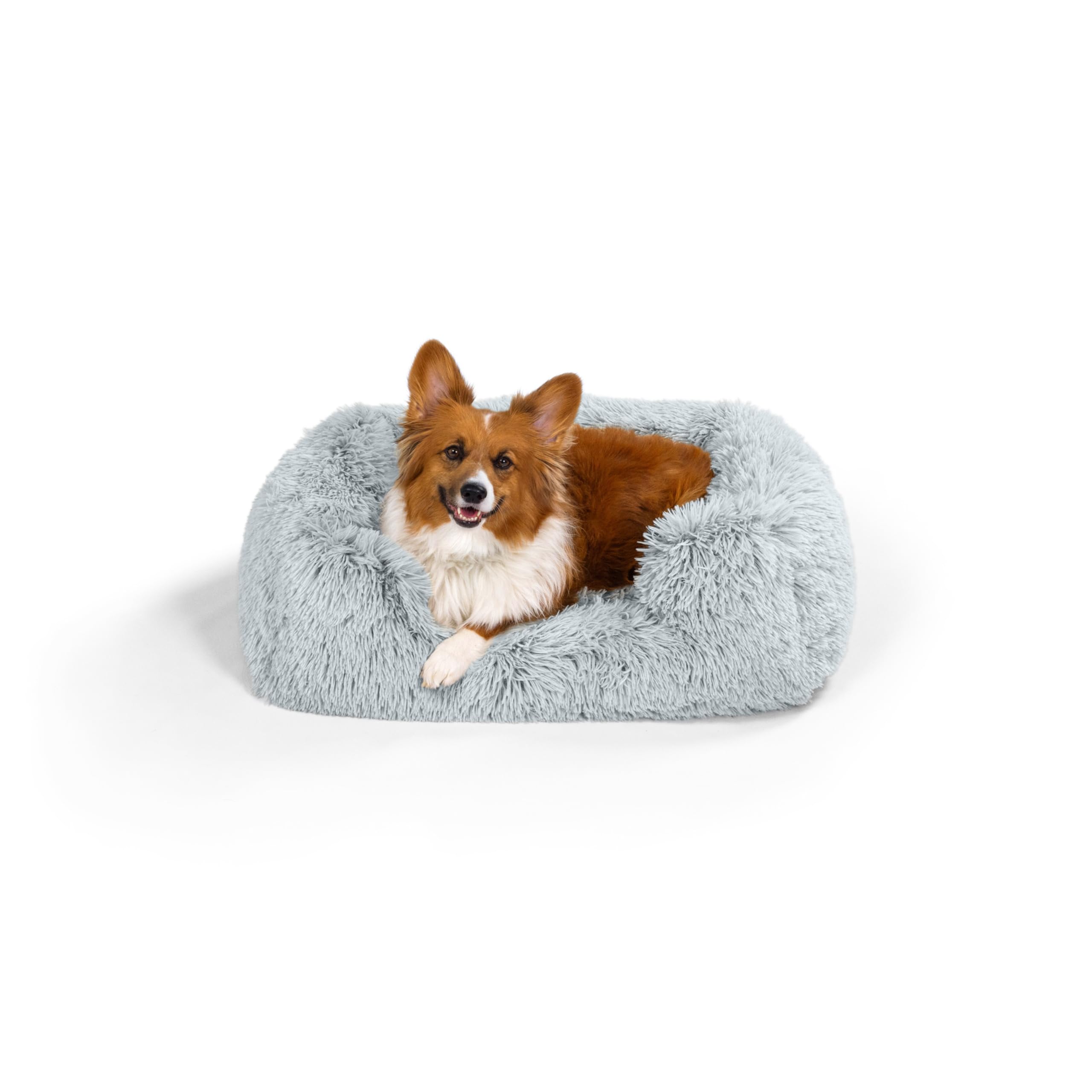 Best Friends by Sheri Shag Lounge Bed Calming Faux Fur Dog Bed, Frost, Medium, 30" x 20"